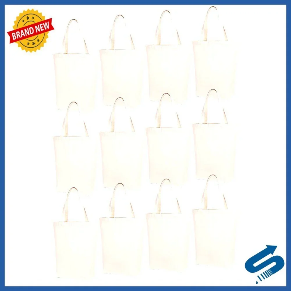 Natural Canvas Tote Bags DIY Reusable Shopping Grocery Pack